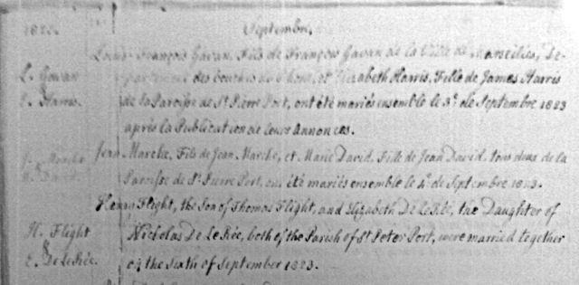 Marriage of Henry Flight and Elizabeth De LeRee